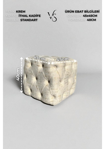 BEST İthal Kadife Babyface Kumaş Varak Baskı Küp Puf - Modern Ve Şık Oturma & Dekoratif Kullanım fırsatları