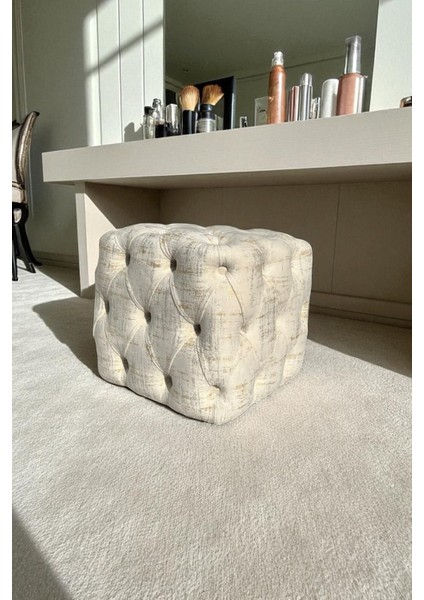 BEST İthal Kadife Babyface Kumaş Varak Baskı Küp Puf - Modern Ve Şık Oturma & Dekoratif Kullanım fiyatları