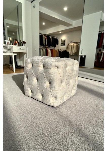 BEST İthal Kadife Babyface Kumaş Varak Baskı Küp Puf - Modern Ve Şık Oturma & Dekoratif Kullanım modelleri