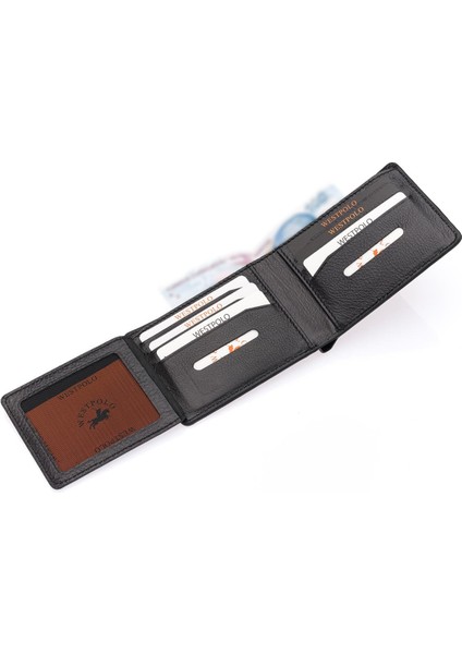 Hakiki Deri Kağıt Para ve Bol Kart Bölmeli Erkek Cüzdanı - Siyah modelleri