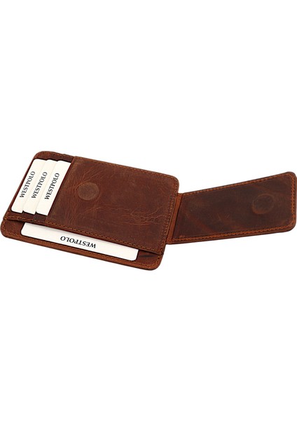 Hakiki Eskitme Deri Mıknatıslı Unisex Kartlık - G2 Taba modelleri