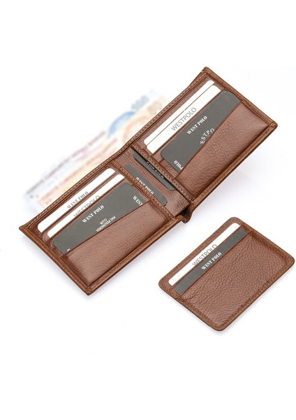 Hakiki Deri Kağıt Para ve Bol Kart Bölmeli ve Ekstra Kartlıklı Erkek Cüzdanı - Taba fırsatları