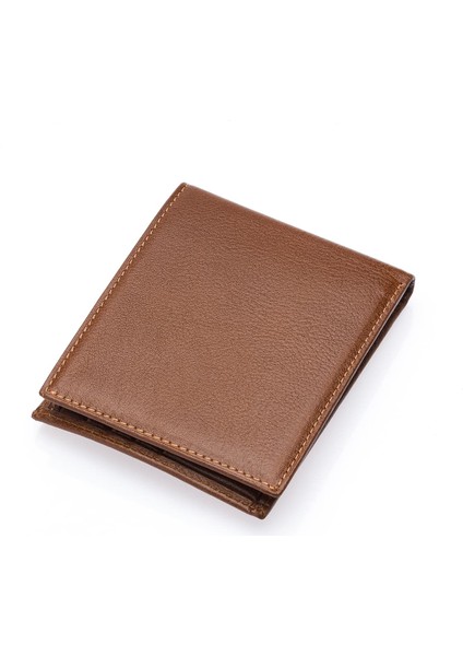 Hakiki Deri Kağıt Para ve Bol Kart Bölmeli ve Ekstra Kartlıklı Erkek Cüzdanı - Taba