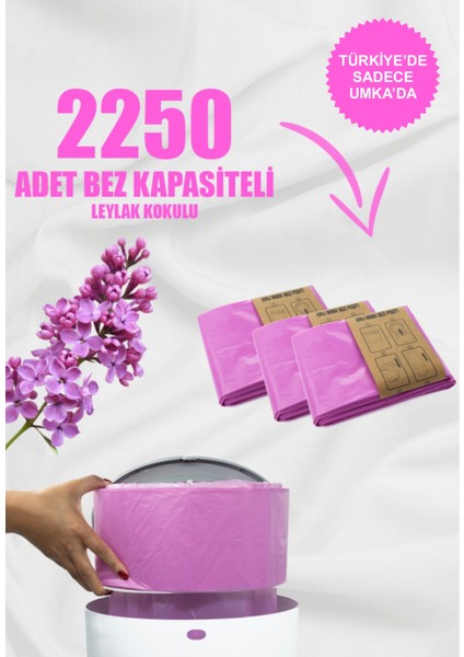 16LT Uyumlu 3 Paket - 2250 Adet Bez Kapasitesi Amber Kokulu Yerli Çöp Poşeti (Umka)