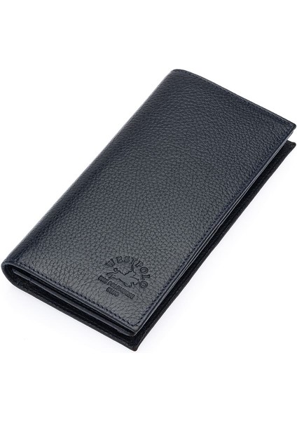 Bol Kart Bölmeli Hakiki Deri Kağıt Para ve Telefon Bölmeli Uzun Unisex Cüzdan - Lacivert fiyatları