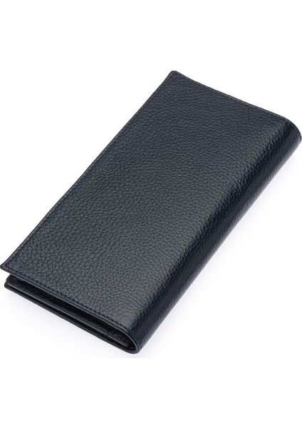 Bol Kart Bölmeli Hakiki Deri Kağıt Para ve Telefon Bölmeli Uzun Unisex Cüzdan - Lacivert fırsatları