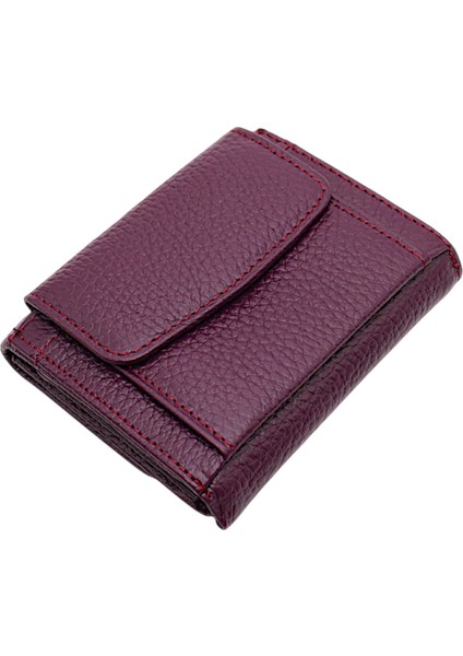 Hakiki Deri Kağıt Para, Bozuk Para ve Bol Kart Bölmeli Kadın Cüzdan - Mor indirimleri