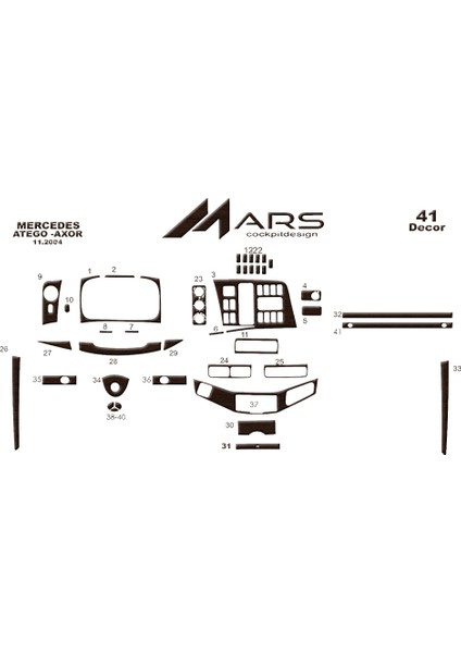 Mercedes Atego Axor Alüminyum Kaplama 2004- 41 Parça Koyu Meşe
