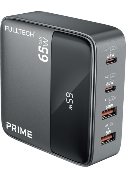 Hızlı Şarj Cihazı, 65W Gan Hızlı Şarj Adaptörü, Güç Şeridi, 2x Type-C Girişi, 2x USB Girişi, Tam Zamanlı 4 Bağlantı Noktası, Şarj Koruması, Akım Koruması, Yüksek Verimlilik (1.5 Metre)