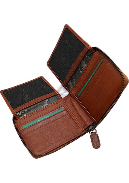 Lion Unisex Kağıt Para ve Bozuk Para Bölmeli Hakiki Deri Cüzdan Kartlık - Taba fırsatları