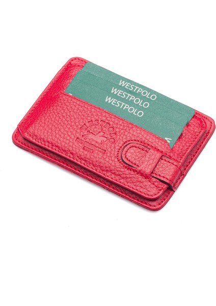 Hakiki Deri Kuşaklı Unisex Kartlık - Kırmızı fiyatları