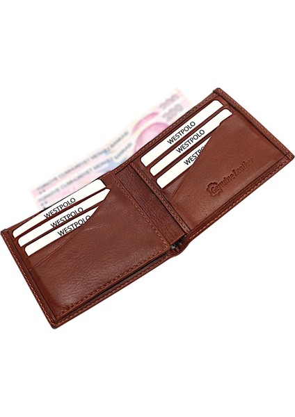 Hakiki Deri Kağıt Para ve Bol Kart Bölmeli Erkek Cüzdanı - Taba modelleri