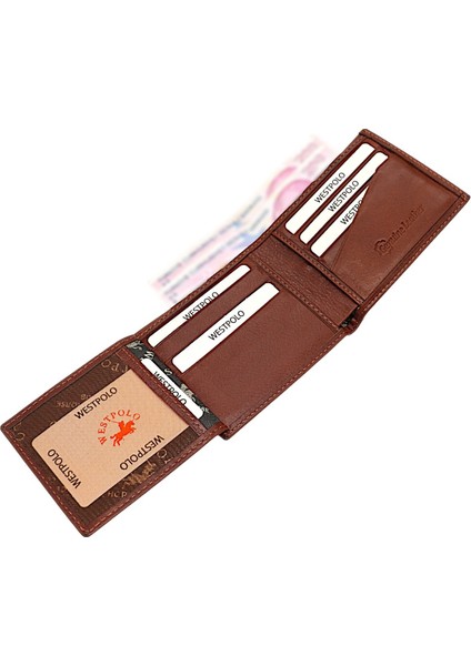 Hakiki Deri Kağıt Para ve Bol Kart Bölmeli Erkek Cüzdanı - Taba fırsatları