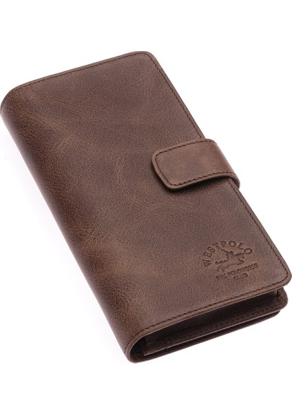 Hakiki Eskitme Deri Kağıt Para, Bol Kart ve Telefon Bölmeli Unisex Uzun Cüzdan - Kapuçino fiyatları