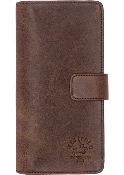 Hakiki Eskitme Deri Kağıt Para, Bol Kart ve Telefon Bölmeli Unisex Uzun Cüzdan - Kapuçino fırsatları