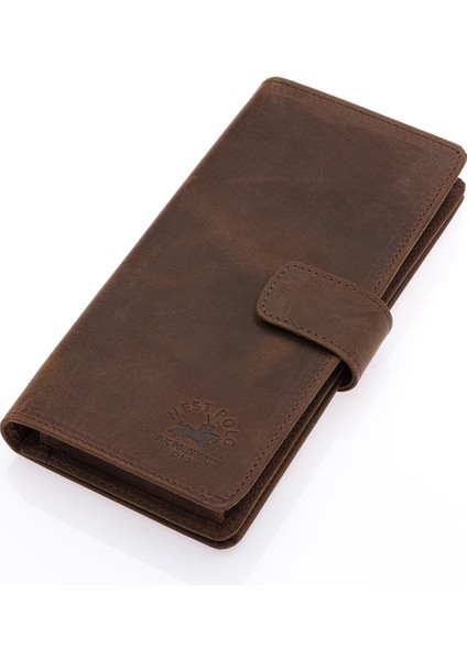 Hakiki Eskitme Deri Kağıt Para, Bol Kart ve Telefon Bölmeli Unisex Uzun Cüzdan - G6 Kahve fiyatları