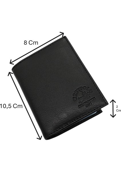 Hakiki Deri Kağıt Para ve Bol Şeffaf Kart Bölmeli Unisex Kartlık - Siyah