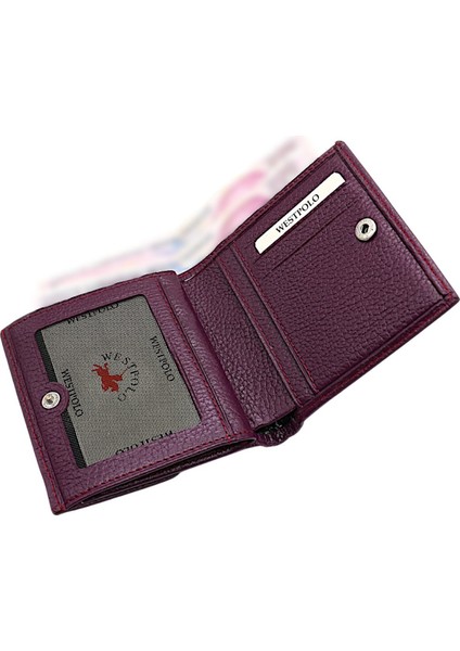 Melissa Kağıt Para ve Bozuk Para Bölmeli Hakiki Deri Kadın Cüzdanı - Mürdüm modelleri