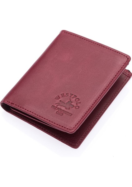 Kağıt Para ve Bol Kart Bölmeli Unisex Crazy Eskitme Hakiki Deri Cüzdan Kartlık - Bordo fiyatları