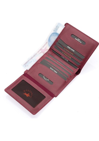 Kağıt Para ve Bol Kart Bölmeli Unisex Crazy Eskitme Hakiki Deri Cüzdan Kartlık - Bordo fırsatları