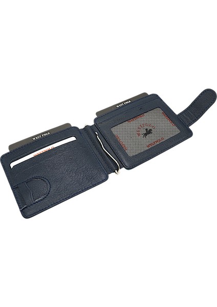 Hakiki Eskitme Deri Kuşaklı Kağıt Para Klipsli Unisex Kartlık - Turkuaz Mavi-Lacivert modelleri