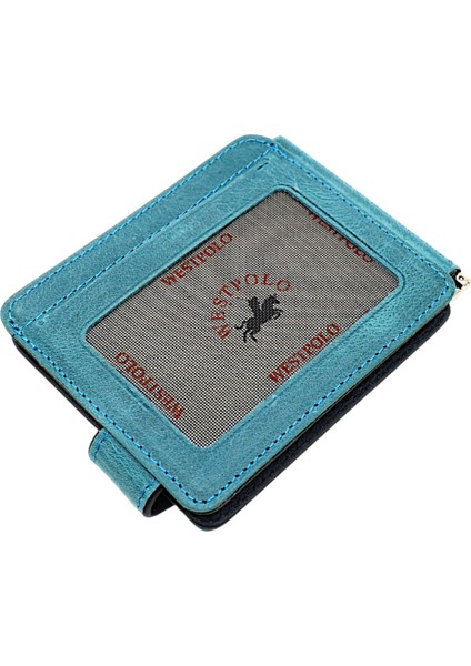 Hakiki Eskitme Deri Kuşaklı Kağıt Para Klipsli Unisex Kartlık - Turkuaz Mavi-Lacivert indirimleri