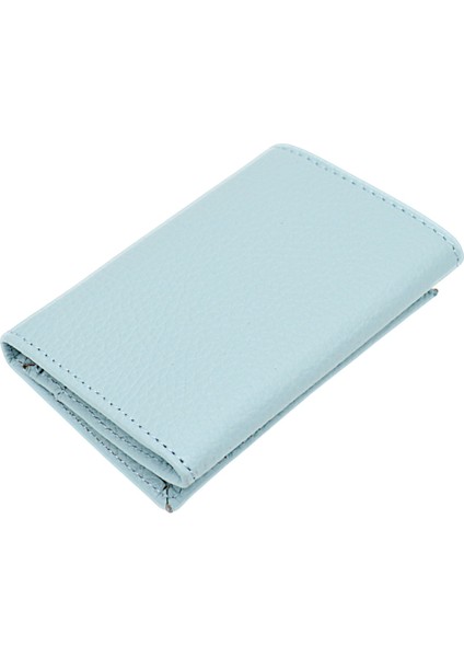 Unisex Hakiki Deri Bozuk Para ve Kağıt Para Bölmeli Cüzdan Kartlık - Bebek Mavisi indirimleri