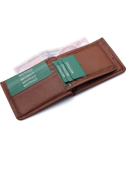 Hakiki Deri Kağıt Para, Bozuk Para ve Bol Kart Bölmeli Erkek Cüzdanı - Taba modelleri