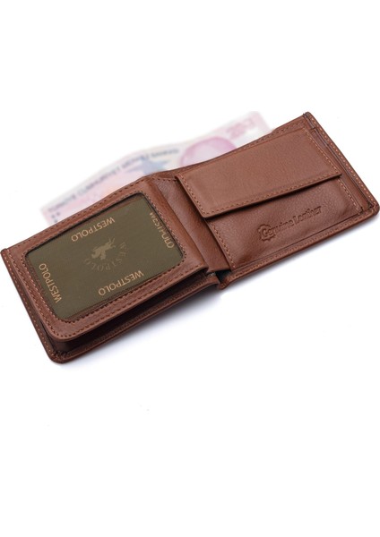 Hakiki Deri Kağıt Para, Bozuk Para ve Bol Kart Bölmeli Erkek Cüzdanı - Taba fırsatları