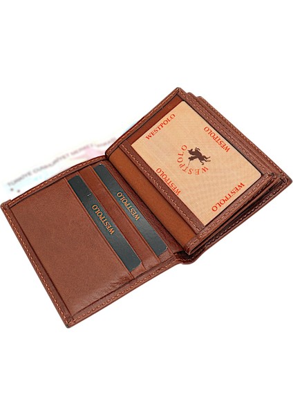 Hakiki Deri Kağıt Para, Bozuk Para ve Bol Kart Bölemli Erkek Cüzdan - Taba modelleri