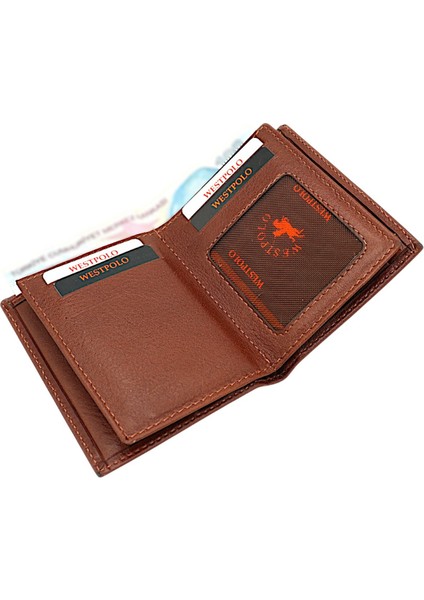 Hakiki Deri Kağıt Para, Bozuk Para ve Bol Kart Bölemli Erkek Cüzdan - Taba fırsatları