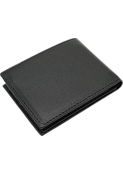 Hakiki Deri Kağıt Para, Bozuk Para ve Bol Kart Bölmeli Erkek Cüzdanı - Siyah indirimleri