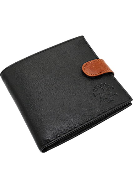 Hakiki Deri Kağıt Para, Bozuk Para ve Bol Kart Bölmeli Patlı Erkek Cüzdanı - Siyah-Taba fiyatları