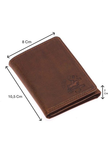 Hakiki Eskitme Deri Kağıt Para ve Kart Bölmeli Unisex Cüzdan - G2 Taba