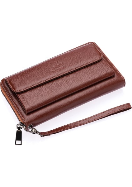 Daisy Unisex Hakiki Deri Kağıt Para ve Telefon Bölmeli Uzun Cüzdan, El Portföyü - Fındık fiyatları