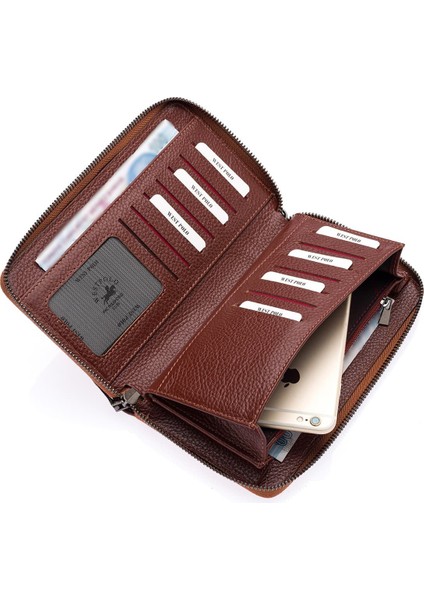 Daisy Unisex Hakiki Deri Kağıt Para ve Telefon Bölmeli Uzun Cüzdan, El Portföyü - Fındık fırsatları