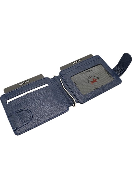 Hakiki Deri Çift Taraflı Kullanıma Uygun Kuşaklı Kağıt Para Klipsli Unisex Kartlık-Lacivert modelleri