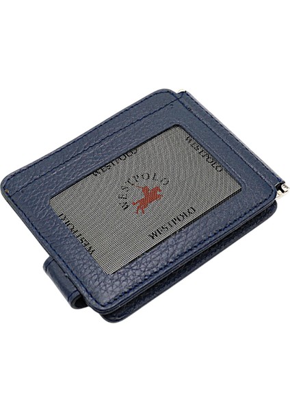 Hakiki Deri Çift Taraflı Kullanıma Uygun Kuşaklı Kağıt Para Klipsli Unisex Kartlık-Lacivert indirimleri