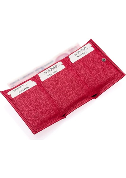 Unisex Hakiki Deri Bozuk Para ve Kağıt Para Bölmeli Cüzdan Kartlık - Kırmızı modelleri