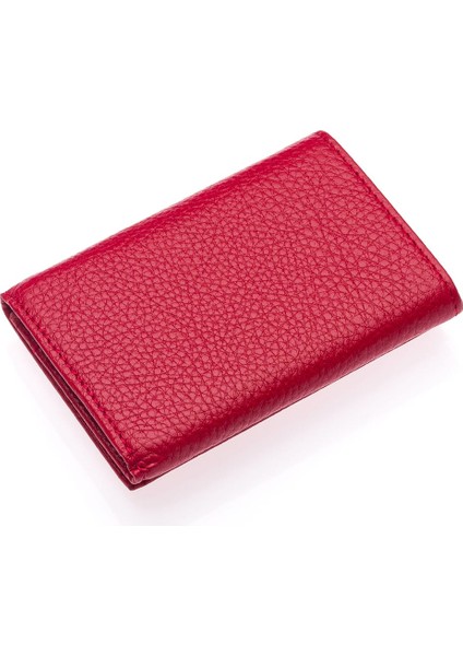 Unisex Hakiki Deri Bozuk Para ve Kağıt Para Bölmeli Cüzdan Kartlık - Kırmızı fırsatları