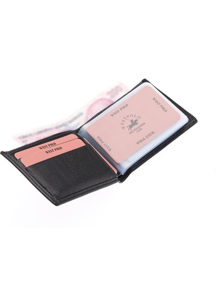 Hakiki Deri Kağıt Para ve Bol Şeffaf Kart Bölmeli Unisex Kartlık - Siyah modelleri