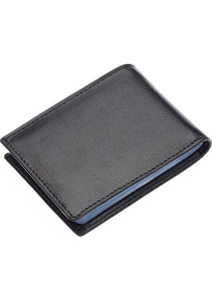 Hakiki Deri Kağıt Para ve Bol Şeffaf Kart Bölmeli Unisex Kartlık - Siyah indirimleri
