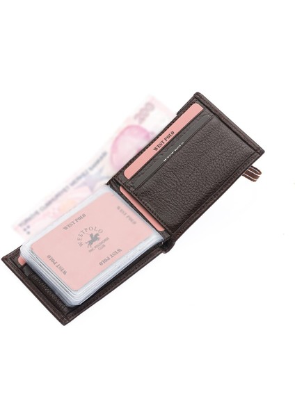 Hakiki Deri Kağıt Para ve Bol Şeffaf Kart Bölmeli Lastikli Unisex Kartlık - Kahverengi fırsatları