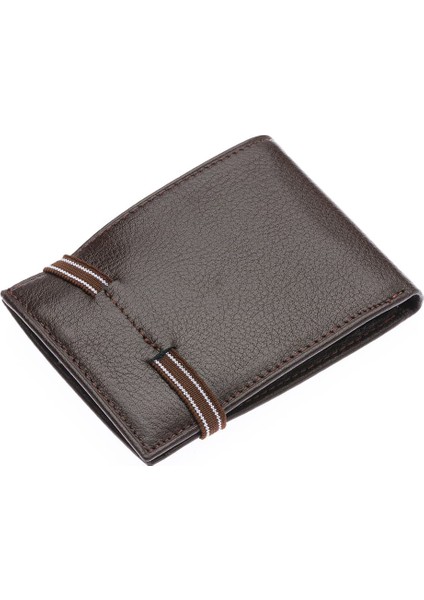 Hakiki Deri Kağıt Para ve Bol Şeffaf Kart Bölmeli Lastikli Unisex Kartlık - Kahverengi indirimleri