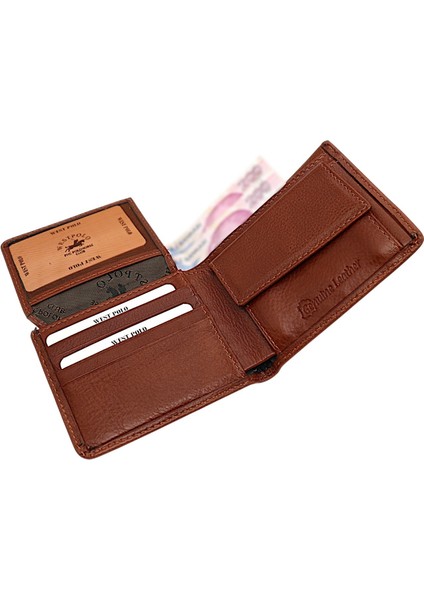 Hakiki Deri Bozuk Para ve Bol Kart Bölmeli Erkek Cüzdanı - Taba fırsatları