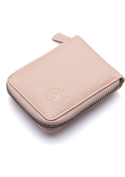 Hakiki Deri Kağıt Para ve Bol Şeffaf Kart Bölmeli, Fermuarlı Unisex Kartlık - Pudra fiyatları