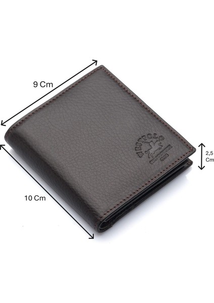 Hakiki Deri Kağıt Para ve Bol Kart Bölmeli Patlı ve Mıknatıslı Erkek Cüzdanı - Kahverengi