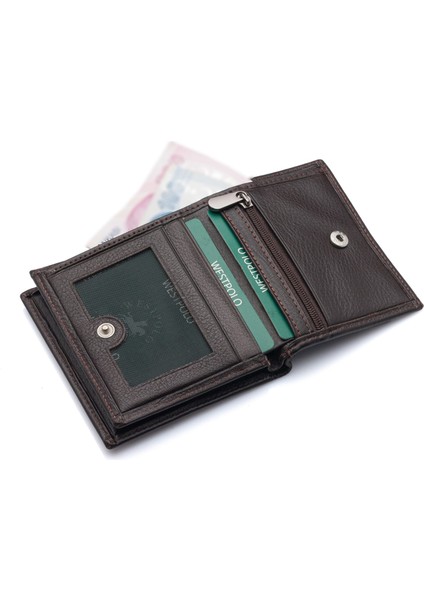 Hakiki Deri Kağıt Para ve Bol Kart Bölmeli Patlı ve Mıknatıslı Erkek Cüzdanı - Kahverengi modelleri