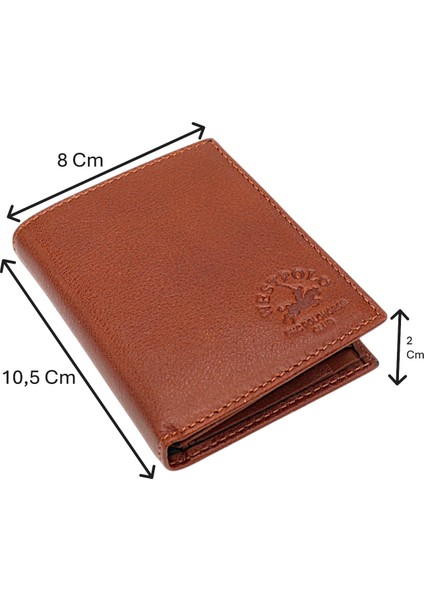 Chace Hakiki Deri Kağıt Para ve Bozuk Para Bölmeli Küçük Erkek Cüzdanı - Taba