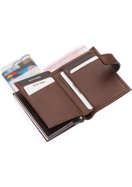 Hakiki Eskitme Deri Mekanizmalı, Kağıt Para Bölmeli ve Patlı Unisex Cüzdan Kartlık-Tg Kahve fırsatları